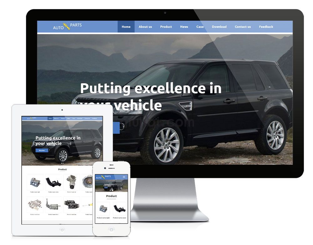 易优汽车配件外贸响应式英文网站模板【编号809】(图1)